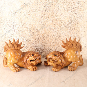 Vintage Japanese Shi Shi Lion — Wood, 1980, Showa Era (SKU: 25S-794)