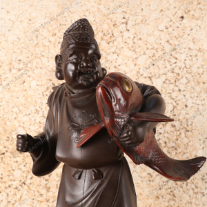 Antique Japanese "Ebisu" Statue — Bronze, 1920, Taisho Era (SKU: 25S-660)