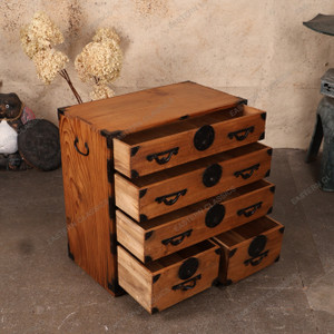 Antique Japanese Ko Tansu Small Chest With Jomae Hardware And Hirute Multi Sized Drawers — Kiri (SKU: 25S-G417) - 2