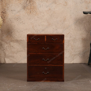 Vintage Japanese Ko Tansu Small Light Lacquered Chest With Hirute Pull Drawers (SKU: 25S-G438) - 1