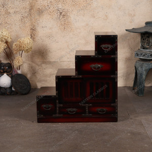 Antique Japanese Kaidan Tansu – Step Chest with Tatezan Sliding Doors & Decorative Warabite Kanagu Drawers, 1890, Meiji Era (SKU: 25S-G439) - 1