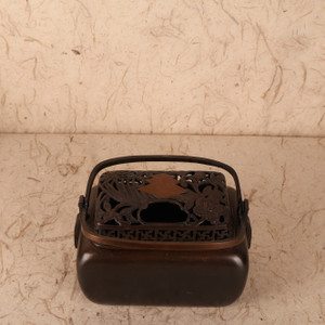 Antique Japanese Hand Brazier (手炉) — Bronze, 1920s, Taisho Era (SKU: 25D-018)