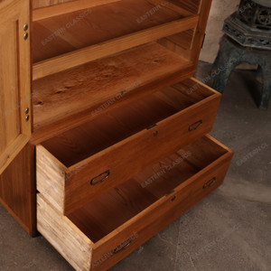 Antique Japanese Kimono Tansu Section Chest With Kannon Biraki Doors And Drawers With Decorative Kanagu — Kiri (SKU:… - 