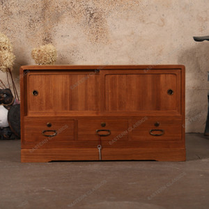 Vintage Japanese Ko Tansu Small Chest With Sliding Doors Drawers And Warabite Pulls — Kiri (SKU: 25S-G401) - 