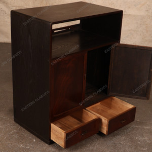 Vintage Japanese Ko Tansu Small Light Lacquered Chest With Kannon Biraki Door And Drawers (SKU: 25S-G437) - 