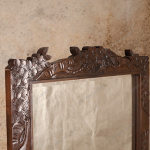 Antique Japanese Kamakura Carving Sugatami Standing Mirror — Wood, 1950, Showa Era (SKU: 25S-761) - 2