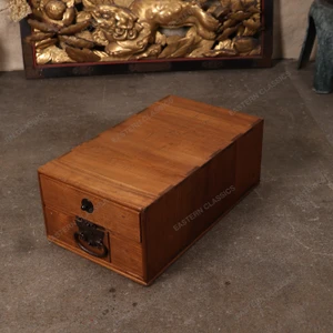 Antique Japanese Ko Tansu Small Drawer Chest With Heavy Warabite Pulls And Lockplate — Iron (SKU: 25S-G431) -