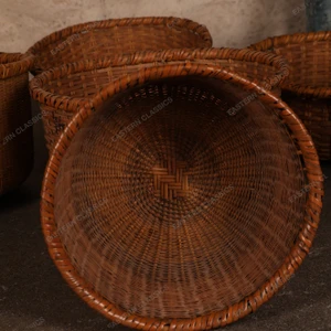 Vintage Japanese Kago Handwoven Basket — Rattan (SKU: 25S-484-7) -