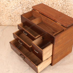 Antique Japanese Haribako Sewing Box Tamo Ash — Wood (SKU: 25M-388-5) - 2