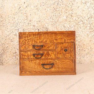 Antique Japanese Haribako Sewing Box Tamo Ash — Wood (SKU: 25M-388-6) - 