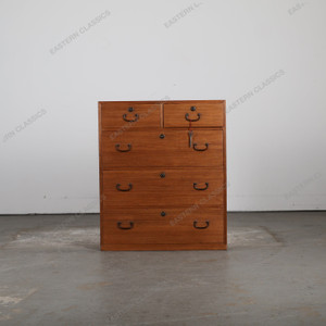 Antique Japanese Ko Tansu Small Chest With Multi Sized Simplified Kanagu Pull Drawers (SKU: 25D-G007) - 