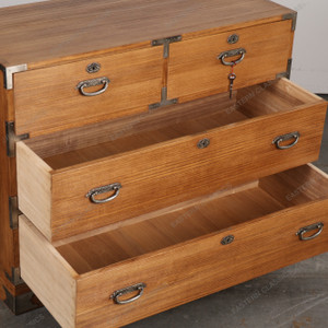 Antique Japanese Kimono Tansu Chest With Distinctive Floral Kanagu Hardware Drawers (SKU: 25D-G406) - 