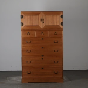 Antique Japanese Three Section Kimono Tansu Chest With Kannon Biraki Door And Multi Sized Drawers (SKU: 25D-A453) - 1