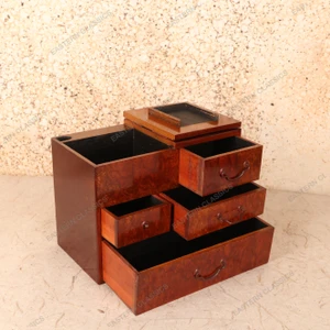 Sewing Boxes Antique Japanese Haribako Sewing Box 1912 1926 — Wood, Taisho Era (SKU: 26M-826) - 2