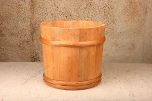 Small Items Vintage Japanese Bucket 1990 2018 — Wood, Heisei Era (SKU: 26M-005) - 1