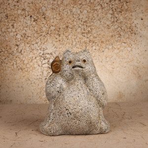 Tanuki Vintage Japanese Tanuki Statue 1990 2018 — Pottery, Heisei Era (SKU: 26M-706-2) -