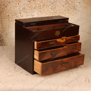 Sewing Boxes Vintage Japanese Haribako Sewing Box 1946 1965 Mid — Wood, Showa Era (SKU: 26M-550) - 2
