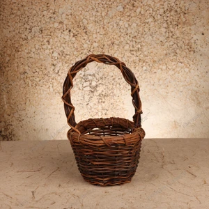 Small Items Antique Japanese Basket 1927 1945 Early — Rattan, Showa Era (SKU: 26M-763-3) - 1