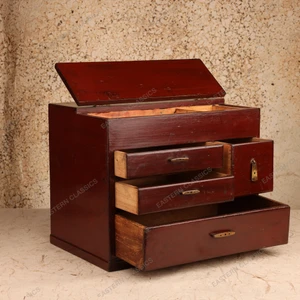 Sewing Boxes Antique Japanese Haribako Sewing Box 1927 1945 Early — Wood, Showa Era (SKU: 26M-965) - 2