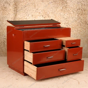 Sewing Boxes Antique Japanese Haribako Sewing Box 1927 1945 Early — Wood, Showa Era (SKU: 26M-556-15) - 2