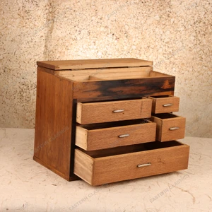 Sewing Boxes Antique Japanese Haribako Sewing Box 1927 1945 Early — Wood, Showa Era (SKU: 26M-556-11) - 2