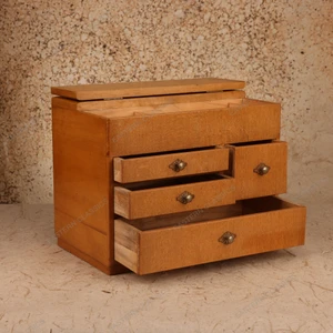 Sewing Boxes Vintage Japanese Haribako Sewing Box 1966 1989 Late — Wood, Showa Era (SKU: 26M-933) - 2