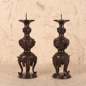 Vintage Japanese Buddhist Altar Accessory, candle holder (25D-183)