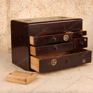 Antique Japanese Haribako Sewing Box, Taisho 1912-1926 | SKU: 26M-090-2 - 2