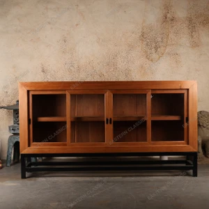 Antique Japanese Honbako Glass-Door Display Cabinet, Taisho period, circa 1920s | SKU: 25D-E022 -1