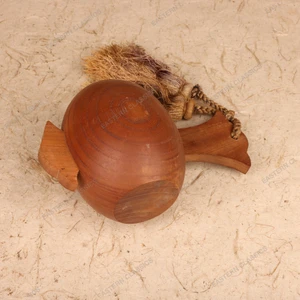 Vintage Japanese Wooden Hyotan-Form Hishaku (Gourd-Shaped Ladle) with Fiber Tassel, Late Showa 1966-1989 | SKU: 26M-145 -2