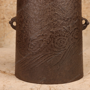 Antique Japanese Cast Iron Covered Vessel with Wave and Floral Relief, Taisho, 1912-1926 | SKU: 26M-705-1 -