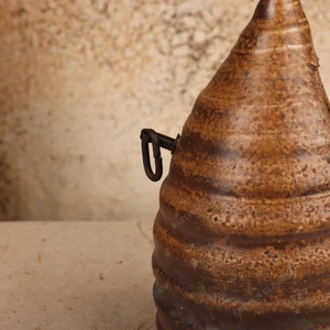 Vintage Japanese Stoneware Vase with Iron Ring Handle and Tomobako, Late Showa (1966-1989) | SKU: 26M-789 -2