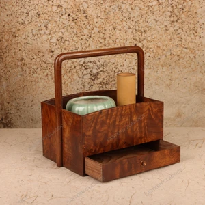 Vintage Japanese Tobacco Box (Tabako-bon) with Ceramic Ash Receiver and Bamboo Container, Showa Era | SKU: 26M-845 - 2