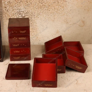 Antique Japanese Jubako Stacking Box Sets with Storage Cabinet, Taisho 1912-1926 | SKU: 26M-105 -2