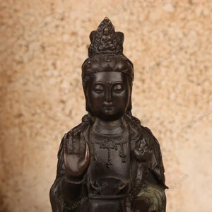 Vintage Japanese Bronze Kannon Bosatsu Seated on Elephant Figurine, Early Showa (1927-1945) | SKU: 26M-880-2 -2