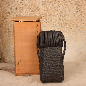 Vintage Japanese Woven Bamboo Hanakago Flower Basket, Late Showa (1966-1989) | SKU: 26M-876 -1