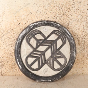 Vintage Japanese Hand-Carved Clay Kamon Plaque, Late Showa 1966-1989 | SKU: 26M-230 - 1