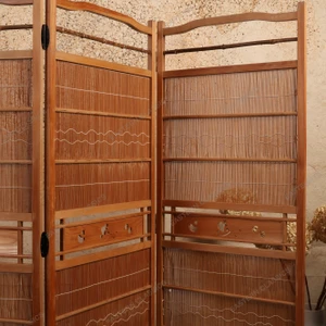 Vintage Japanese Four-Panel Bamboo Folding Screen (Byobu), Late Showa 1966-1989 | SKU: 26M-961 -2