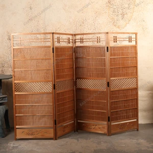 Vintage Japanese Tsuitate Four-Panel Folding Screen Divider, Late Showa 1966-1989 | SKU: 26M-088 -1