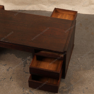 Antique Japanese Fuzukue Low Writing Desk with Drawer Pedestals, Taisho (1912-1926) | SKU: 26M-583 -2