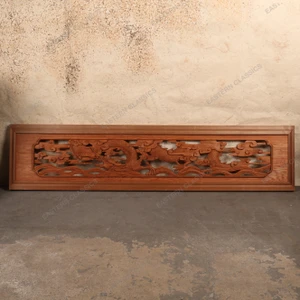 Vintage Japanese Ranma Architectural Transom Panel, Dragon Openwork Carved Sugi Wood, Early Showa (1927-1945) | SKU: 26M-901-1 -1