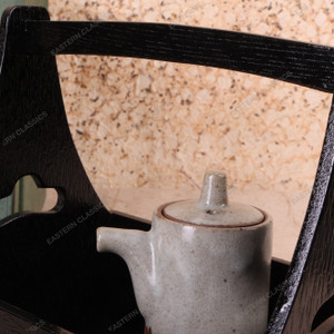 Vintage Japanese Stoneware Shoyu-Sashi with Black Lacquered Wood Carrier, Late Showa (1966-1989) | SKU: 26M-834-2 -2
