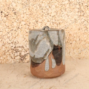 Vintage Japanese Stoneware Tsubo Lidded Storage Jar, Late Showa (1966-1989) | SKU: 26M-108 - 1