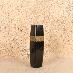 Vintage Japanese Black Lacquer Vase with Gold Maki-e Floral Band, Mid-Showa 1946-1965 | SKU: 26M-146 - 1