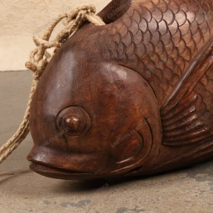Vintage Japanese Hand-Carved Hardwood Koi Fish Sculpture, Early Showa (1927-1945) | SKU: 26J-0383 - 2