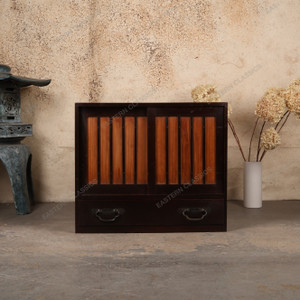 Vintage Japanese Sliding-Door Tansu with Slatted Panels, Mid Showa 1946-1965 | SKU: 26J-G0111 - 1