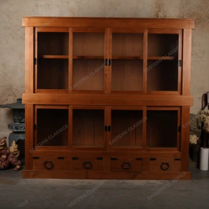 Antique Japanese Honbako Two-Section Glazed Sliding-Door Cabinet, Taisho, 1912-1926 | SKU: 26J-E020 - 1