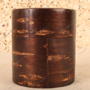 Vintage Japanese Kaba-zaiku Cherry Bark Tea Caddy (Chazutsu), Late Showa 1966-1989 | SKU: 26J-0221-2 - 2