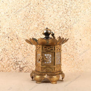 Vintage Japanese Brass Buddhist Altar Toro Lantern, Mid Showa 1946-1965 | SKU: 26J-0708-2 - 1
