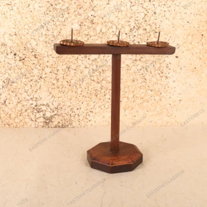 Vintage Japanese Shokudai Triple-Candle Stand, Late Showa 1966-1989 | SKU: 26J-0246 - 1